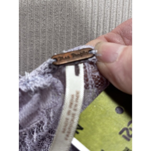 Free People In The Clouds Lace Ruffle Tiered Tank Top Purple Coquette XS NWT - Picture 5 of 12